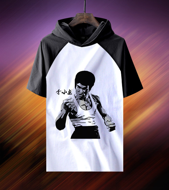 李小龙格斗功夫武术周边男女连帽短袖衣服体恤t恤