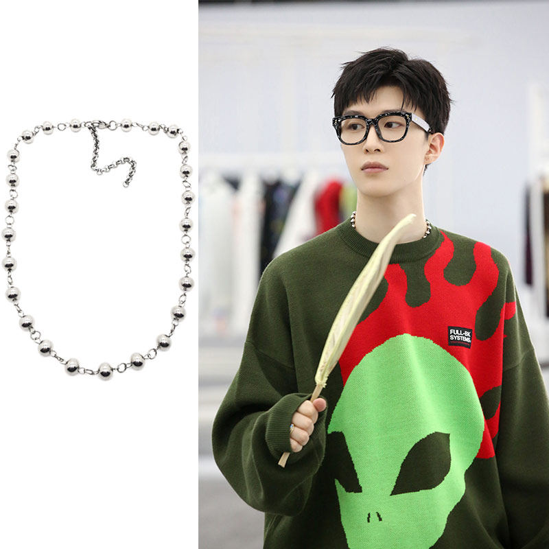 潮流合伙人范丞丞同款国潮钛钢珠子拼接项链百搭项链