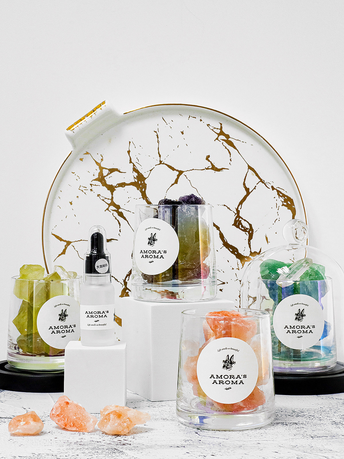 amoraaroma无火香薰扩香晶石熏香家用室内持久香薰摆件