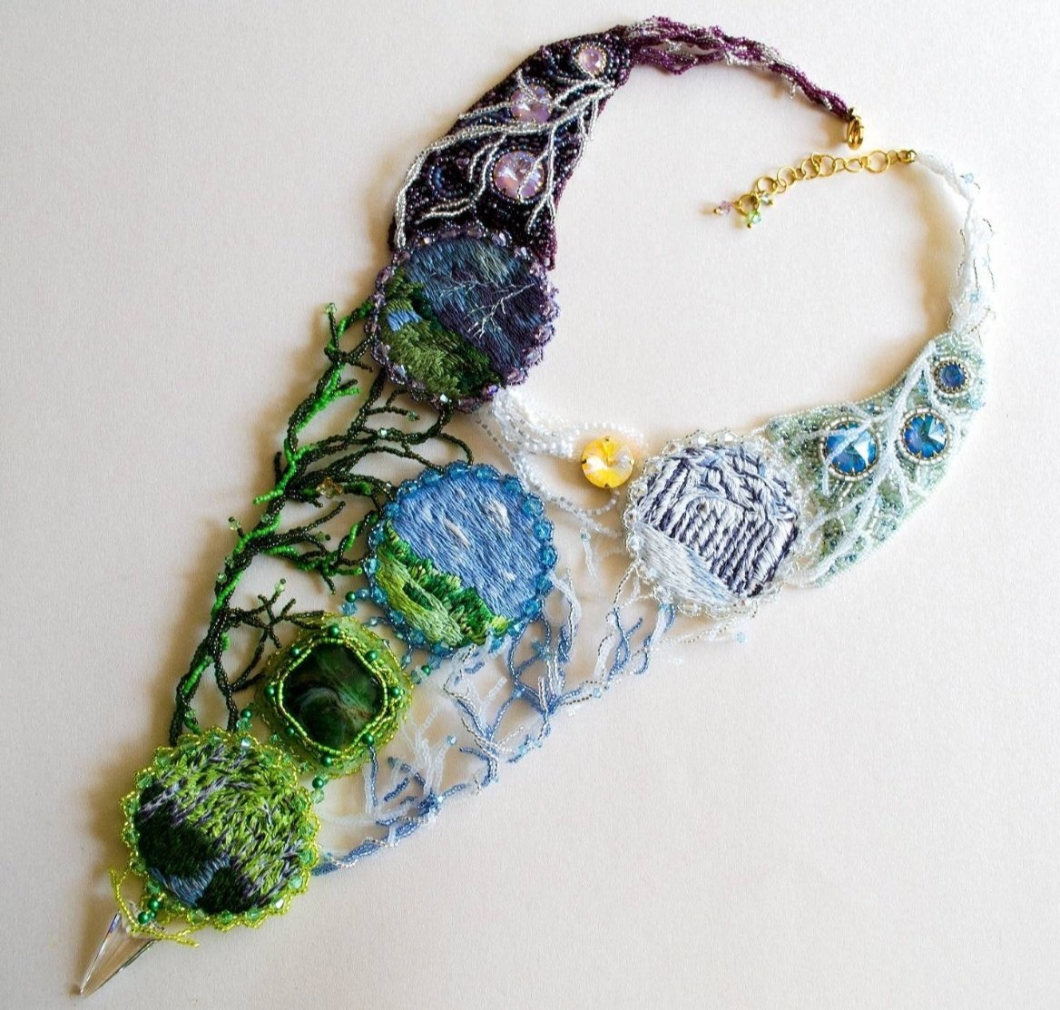 乌克兰珠绣手工大师重工制作超美自然景观施华捷克项链