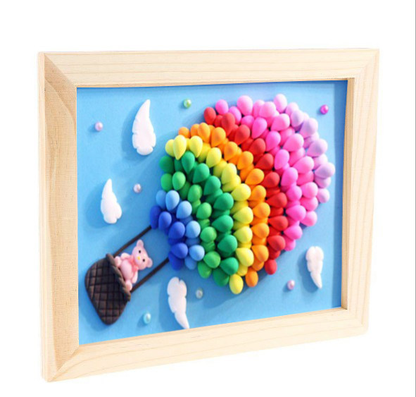 手工粘贴框儿儿童diy超轻粘土画彩黏土橡皮泥相框