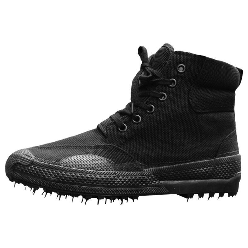 防扎防刺劳保胶鞋帆布黑色保安耐磨解放鞋