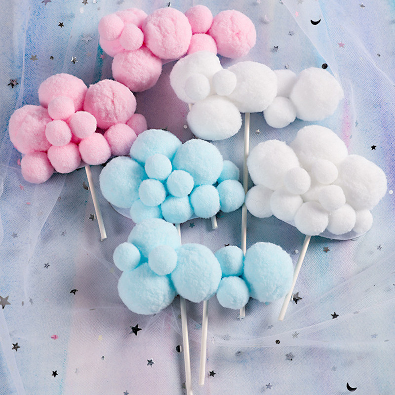 网红生日蛋糕装饰棉花云朵插件拱门立体热气球派对节日装扮用品