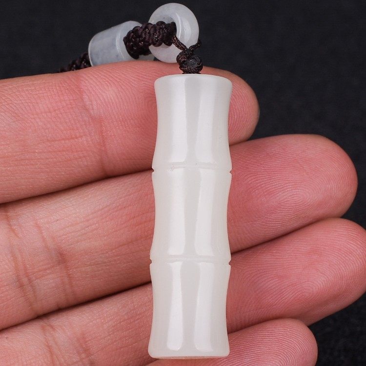 天然和田玉竹竹节玉坠白玉富贵竹吊坠节节高挂件颈饰