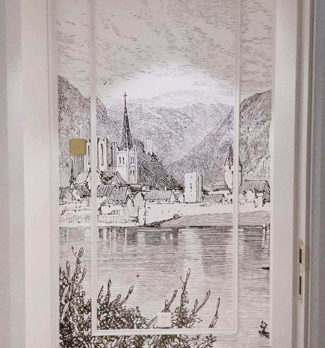 大型定制无缝墙布壁画黑白铜版画卧室客厅电视定制壁画