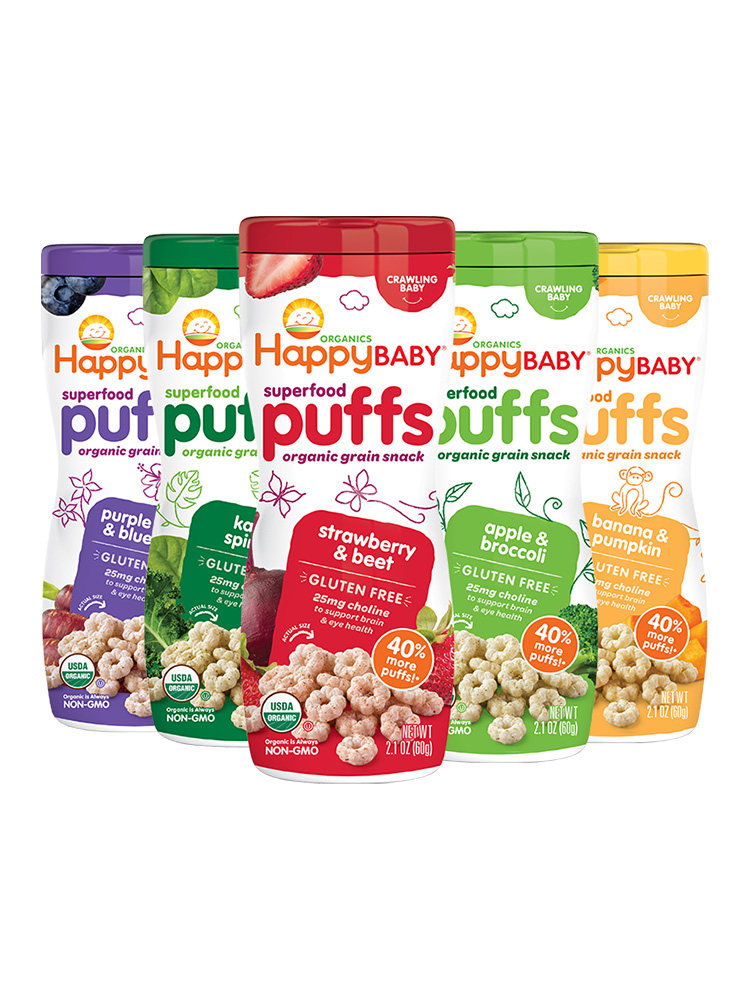 禧贝进口宝宝有机磨牙彩虹泡芙婴幼儿饼干蓝莓紫胡萝卜味60g