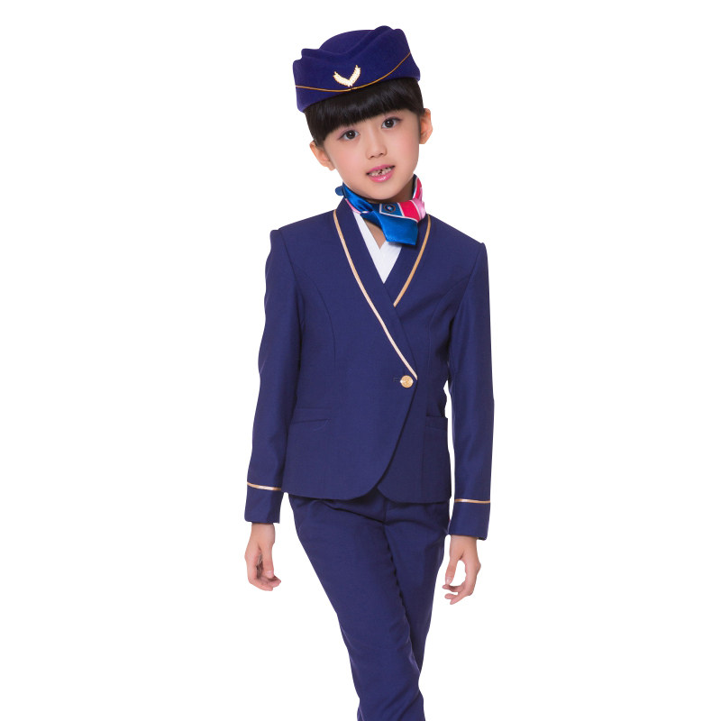 儿童空姐服制服女童礼服演出服套装新大中小童影楼六一儿童表演服
