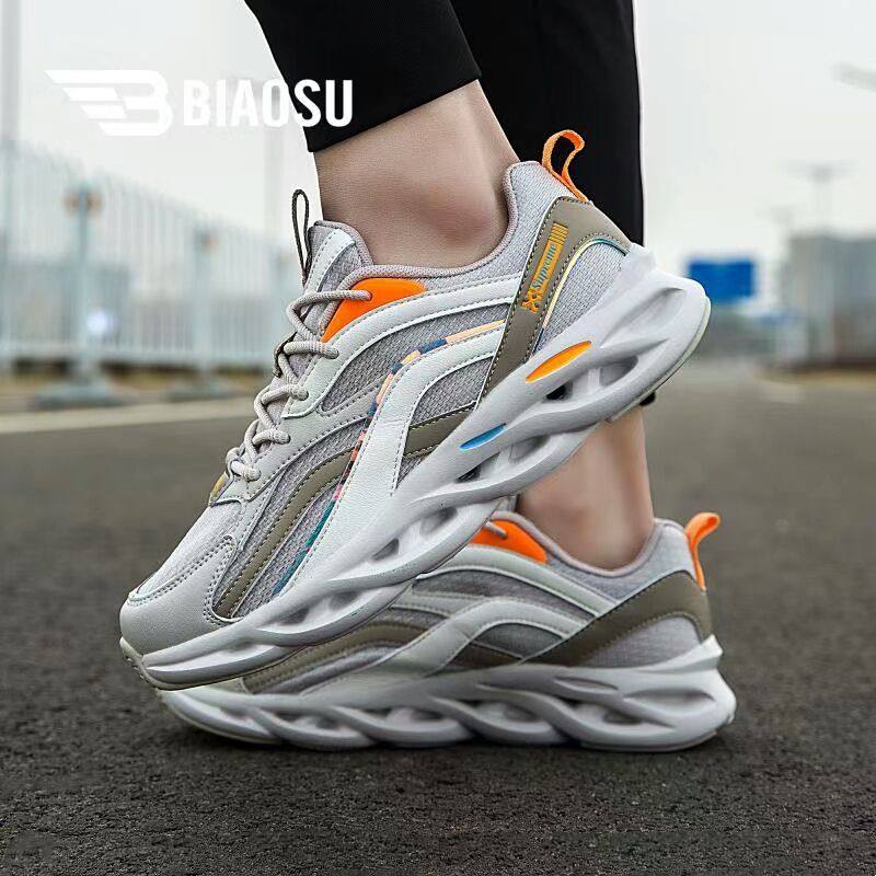 标速运动鞋男春秋季系带圆头商场同款网面跑步时尚休闲鞋