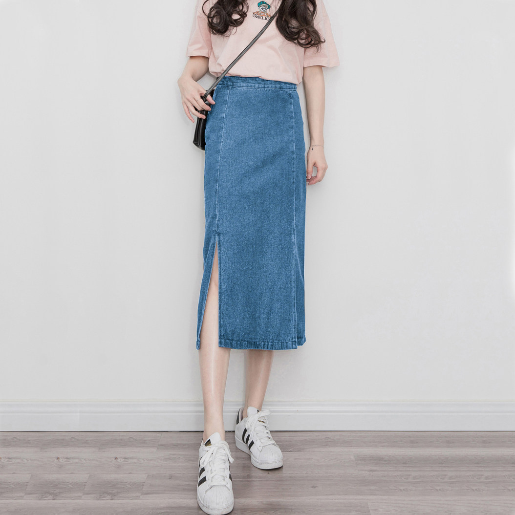 新款牛仔半身裙女春秋秋装中长一步长裙包臀裙半身裙