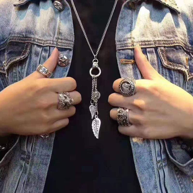 kingbaby经典羽翼双翅翅膀项链羽毛挂坠摇滚项链