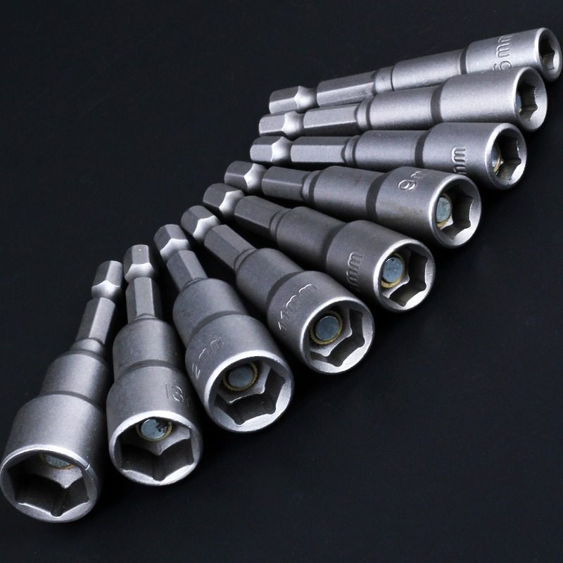 华丰巨箭风批套筒头子 外六角强磁电钻螺丝批头 磁性气动套筒套头