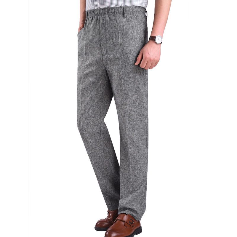 男士商务西裤2021夏季新款松紧腰西装裤男裤宽松直筒休闲裤男