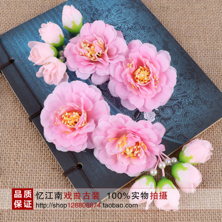 新款戏曲剧头花鬓花京剧越剧青衣花旦小旦丫鬟耳边花双朵头饰绢花