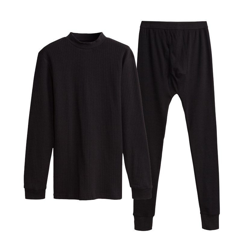 三枪秋衣秋裤男竖条纯棉高领长袖全棉秋衣裤棉毛衫内衣套装21839d
