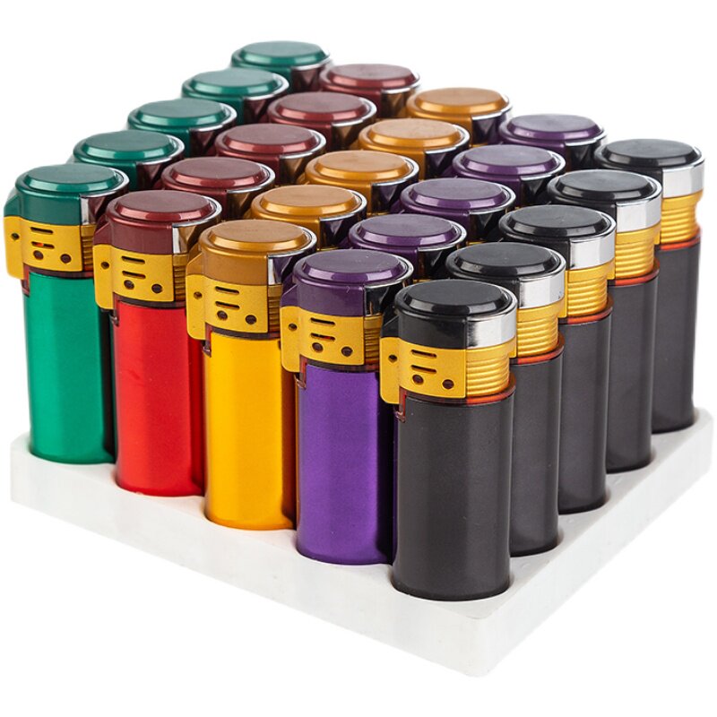 好奇特翻盖直冲金属打火机防风充气镜面电子点烟器充气打火机