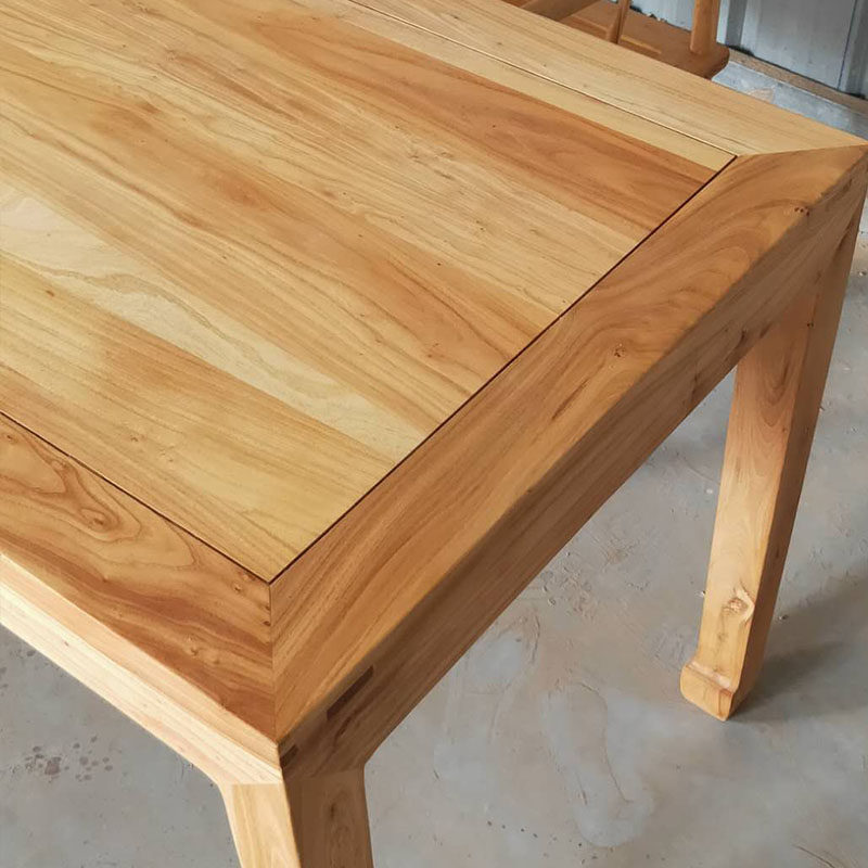 新中式组合马蹄家具餐桌禅意榆木白坯白木桌台原实木餐桌