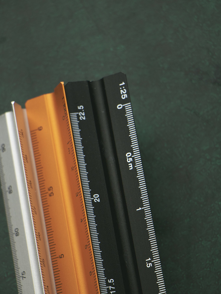 前羽避难所皮具diy工具尺子三棱比例尺铝合金实心尺子