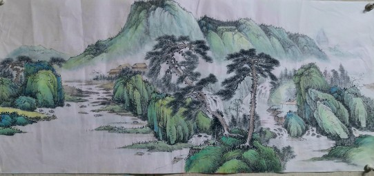 一枫客厅横幅玄关手绘自创国画山水画作品夏山国画