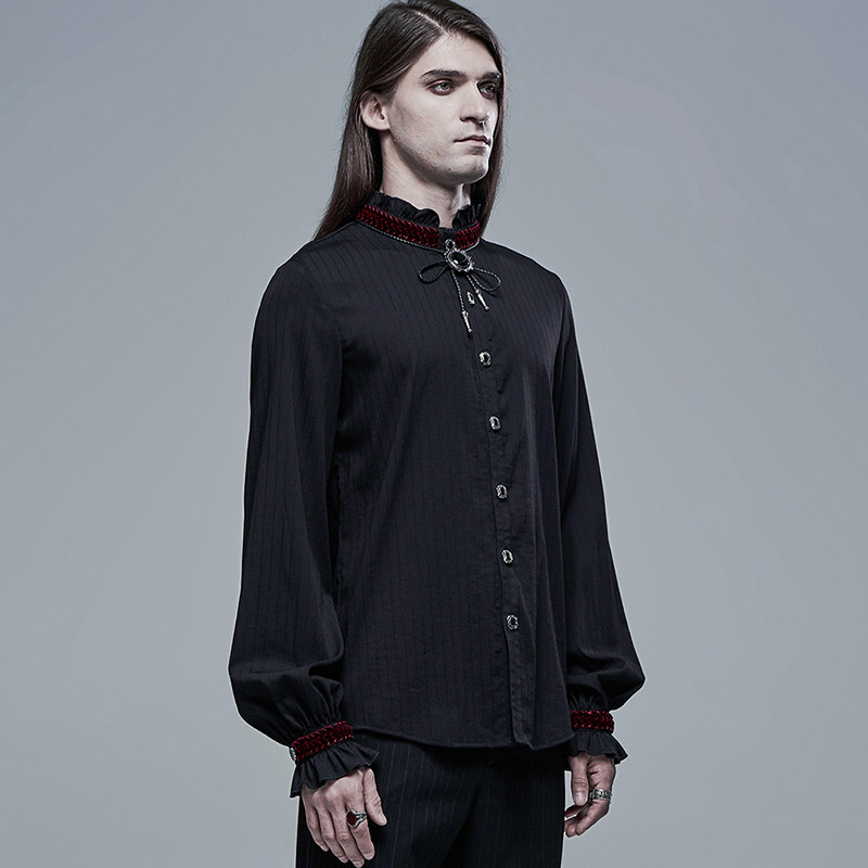 魔叹╋punkrave哥特gothic英式宫廷波洛领结长袖男衬衣wy1345