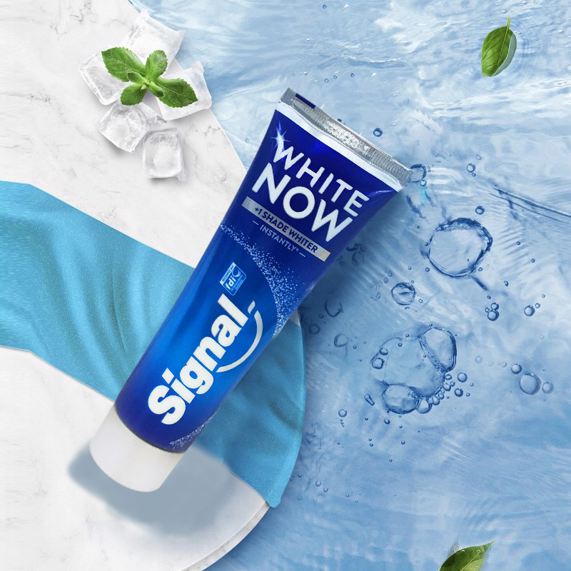 麦德龙荷兰进口signal蓝光技术美白含氟护齿除臭牙膏75ml3去牙渍