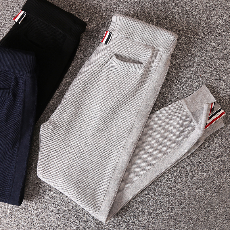 tb菠萝纹针织裤tb修身针织束脚休闲小脚裤卫裤男女同款b/1910261