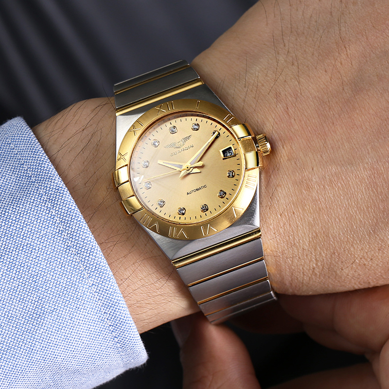 瑞士正品冠琴18K金表手表男士全自动机械表防水夜光星座系列男表