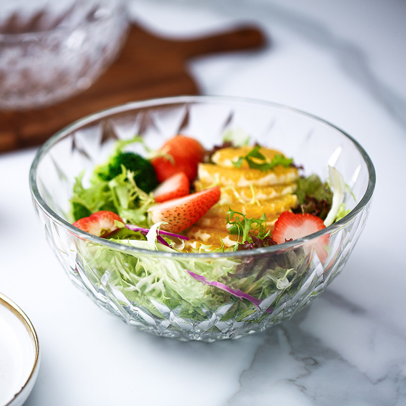 创意玻璃水果沙拉甜品家用透明早餐ins钻石碗