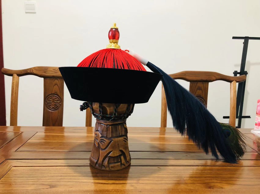 手工蚕丝清朝官员帽子满族王爷冒顶配饰自制发饰