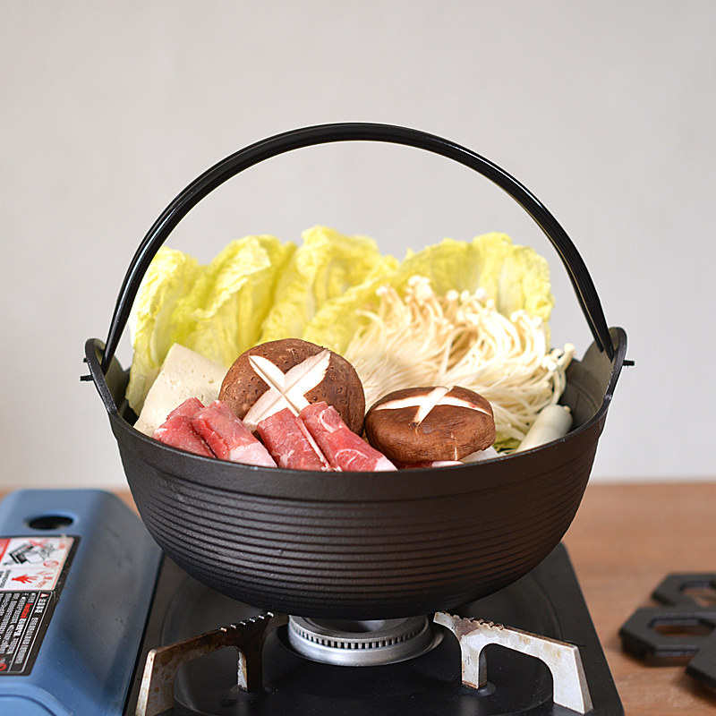 铸铁提篮日本平底锅不粘锅关东煮锅汤锅炖锅寿喜炖锅