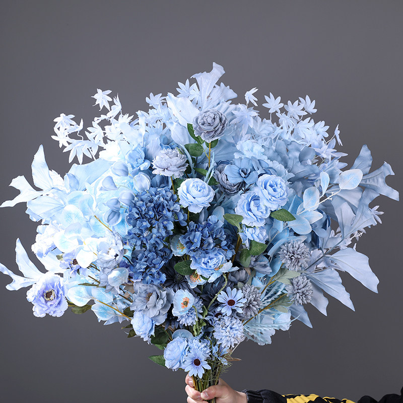 仿真假花蓝色婚庆花艺花材婚礼礼堂花布布置仿真花
