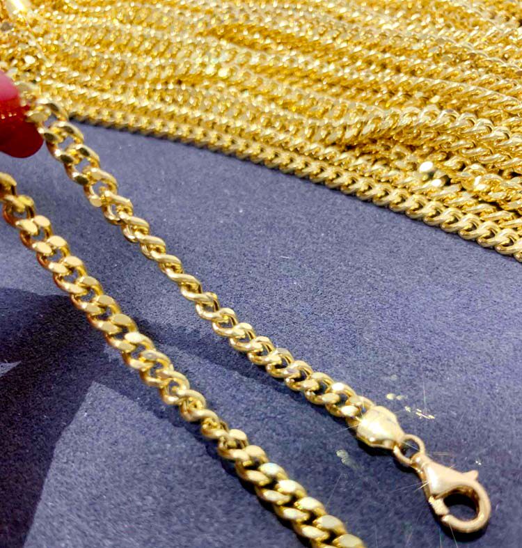 李金金纯18k金手链古巴链百搭单层粗链黄侧身女款手链款送礼