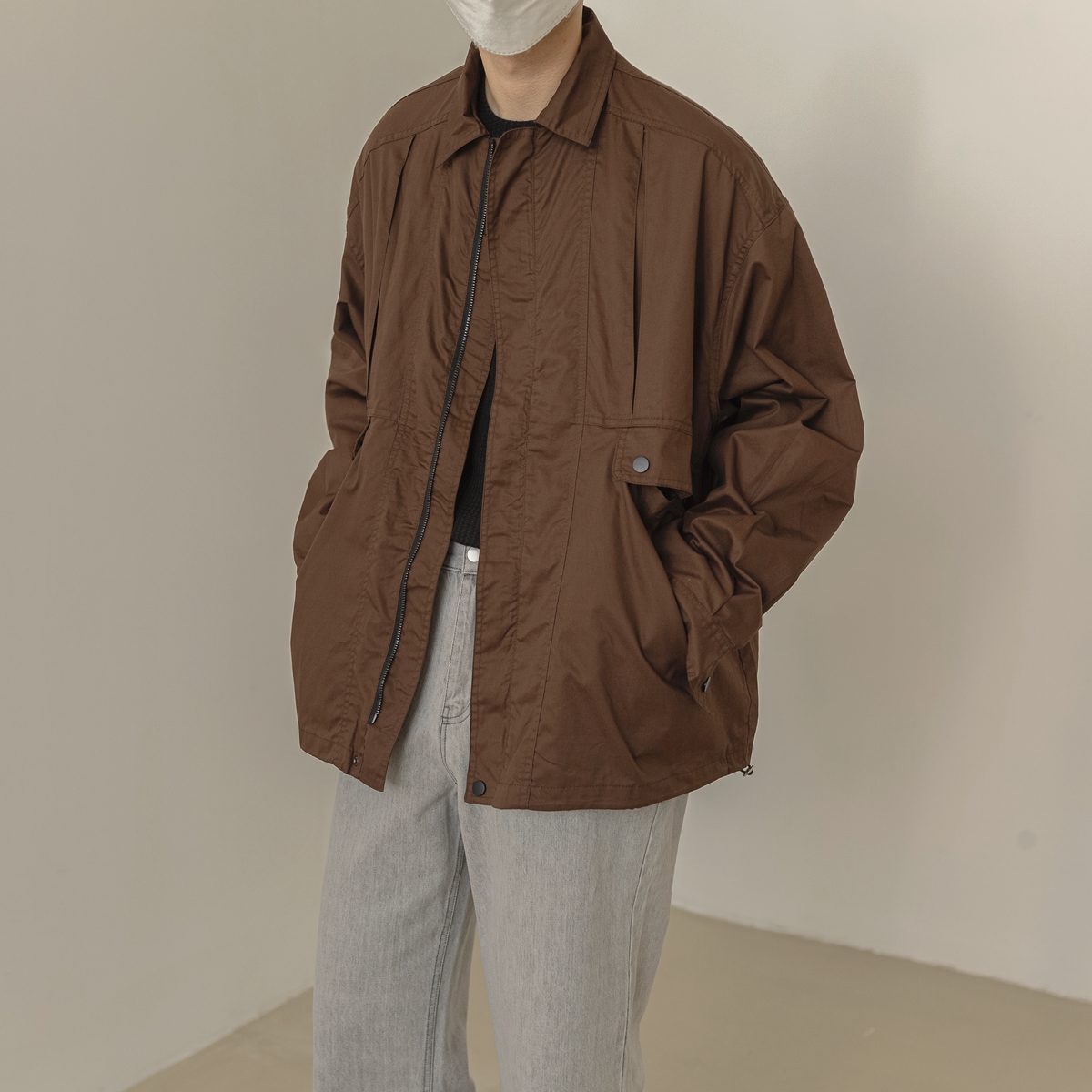 MG/22秋季新品复古vintage休闲翻领宽松夹克外套男士潮流帅气上衣