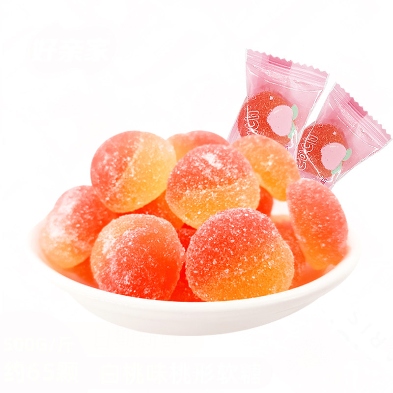 好亲亲家桃你欢心白桃味软糖水蜜桃果味糖果结婚传统糖果