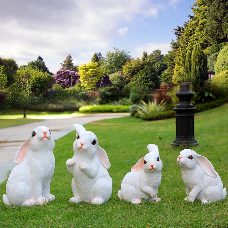 殷迪芳花园摆件仿真动物小白小白兔兔子雕塑户外摆件