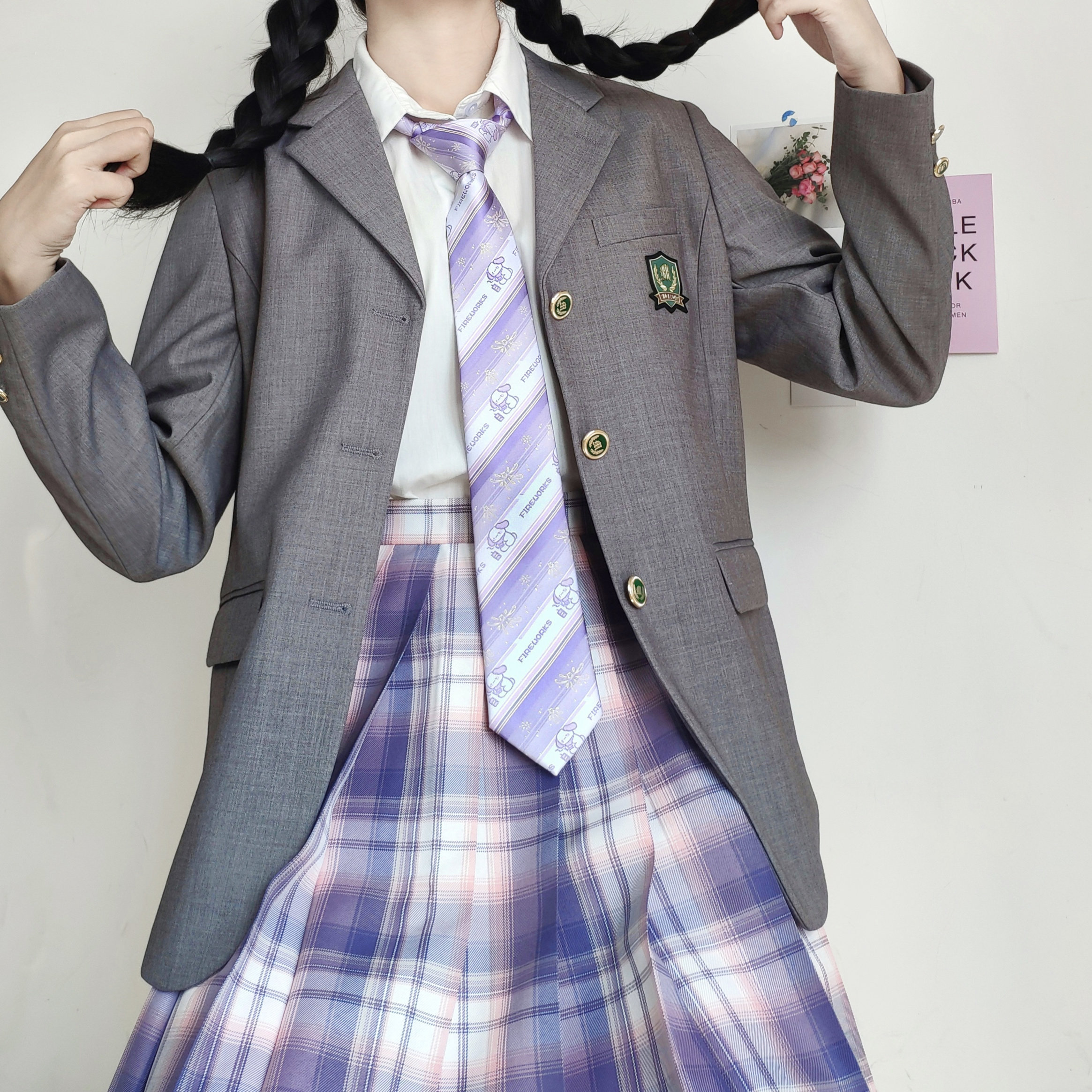 烟花dk星野粉色狗浅小物制服不冷jk领结领带