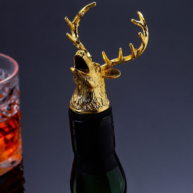 酒器鹿头野格圣鹿酒嘴创意洋酒红酒倒酒酒瓶酒塞
