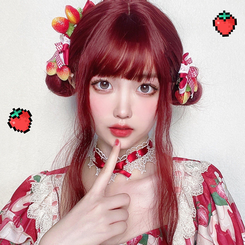 假发女夏红色头套自然仿真长卷卷发波浪羊毛卷日常整顶假发