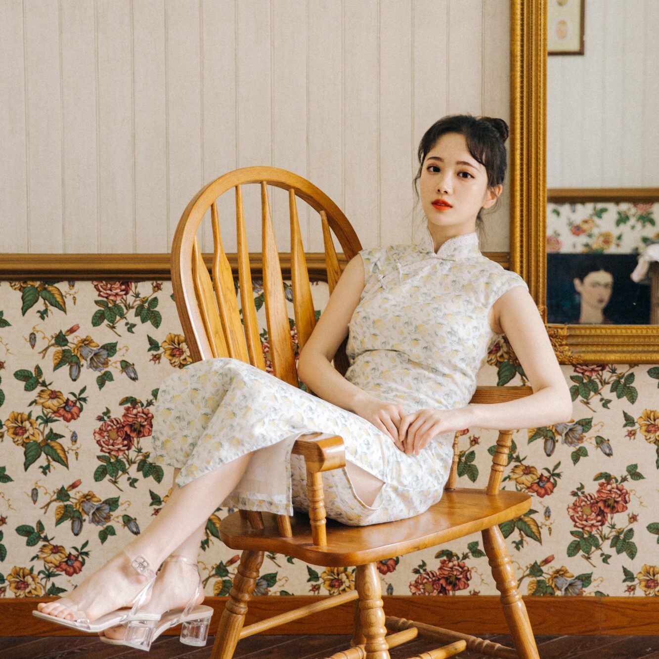 限时赏味原创设计夏季苎麻鸾花民国无袖少女修身开襟全盘扣长旗袍