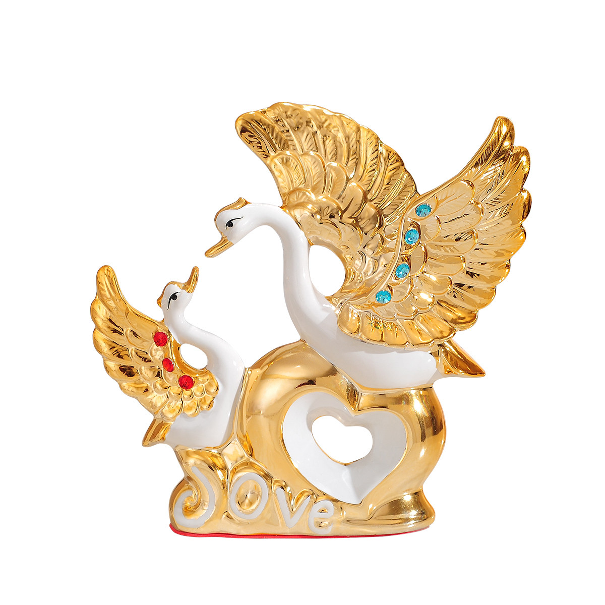 镀金天鹅摆件陶瓷结婚结婚礼礼物新婚礼品情人节摆件