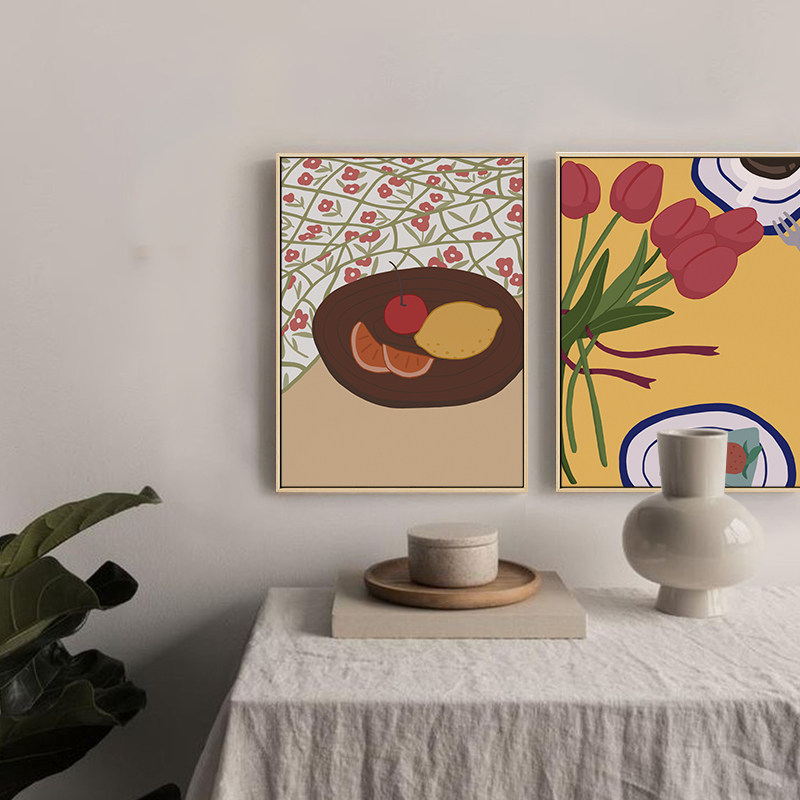 布纸有爱北欧餐厅装饰画简约现代饭厅挂画治愈餐桌现代装饰画
