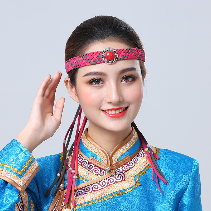 蒙古族男女女同款发发饰舞蹈头带头部绑带民族发饰