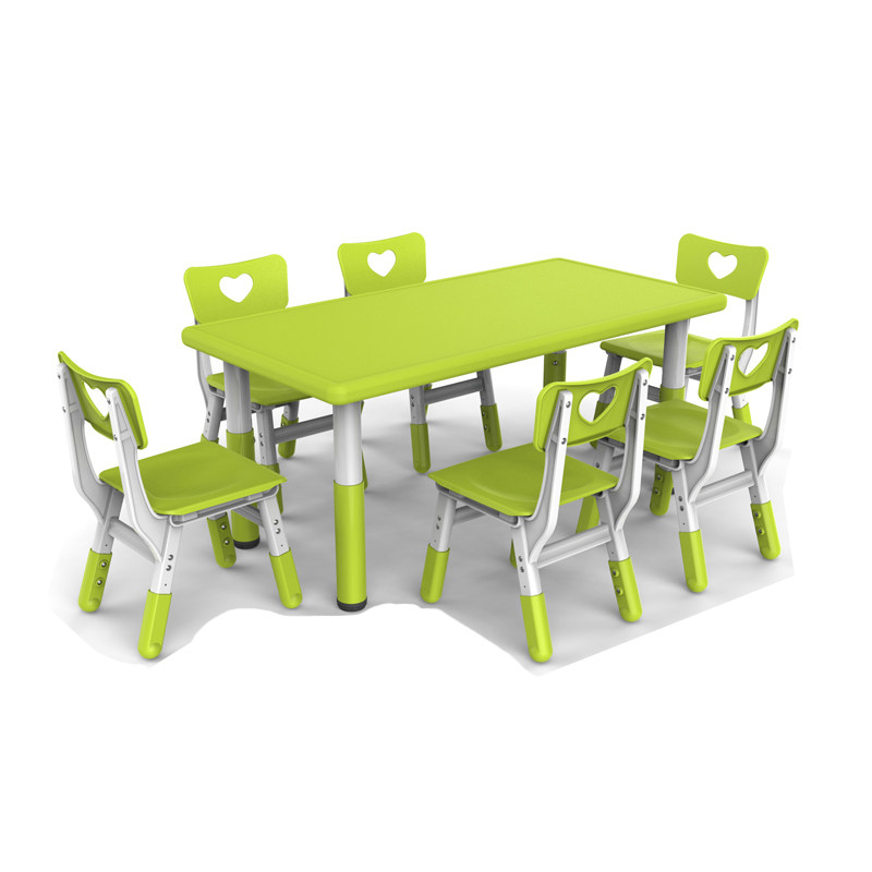 育才幼儿园环保彩色桌椅组合儿童6人吃饭长方儿童桌原婴童
