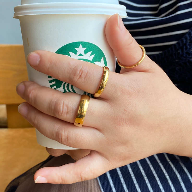 大码戒指女胖mm粗胖手欧美美素圈钛简约ins戒指