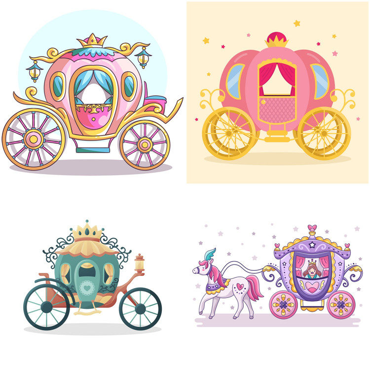 1229号童话童话马马车卡通可爱游戏动画故事背景ai图片素材设计素材