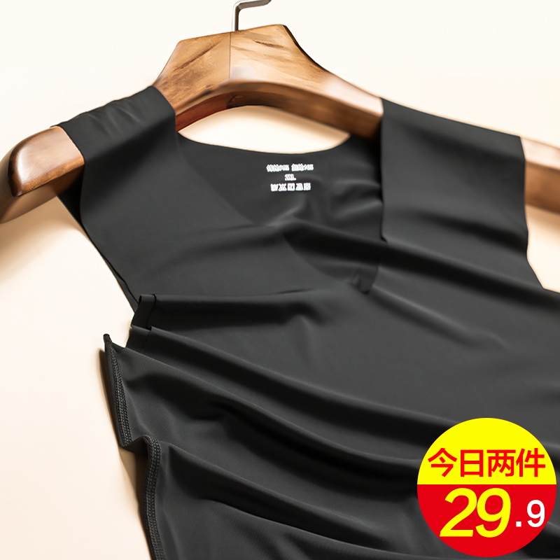 男士无痕冰丝背心男潮薄款无袖t恤健身紧身运动篮球速干外穿坎肩