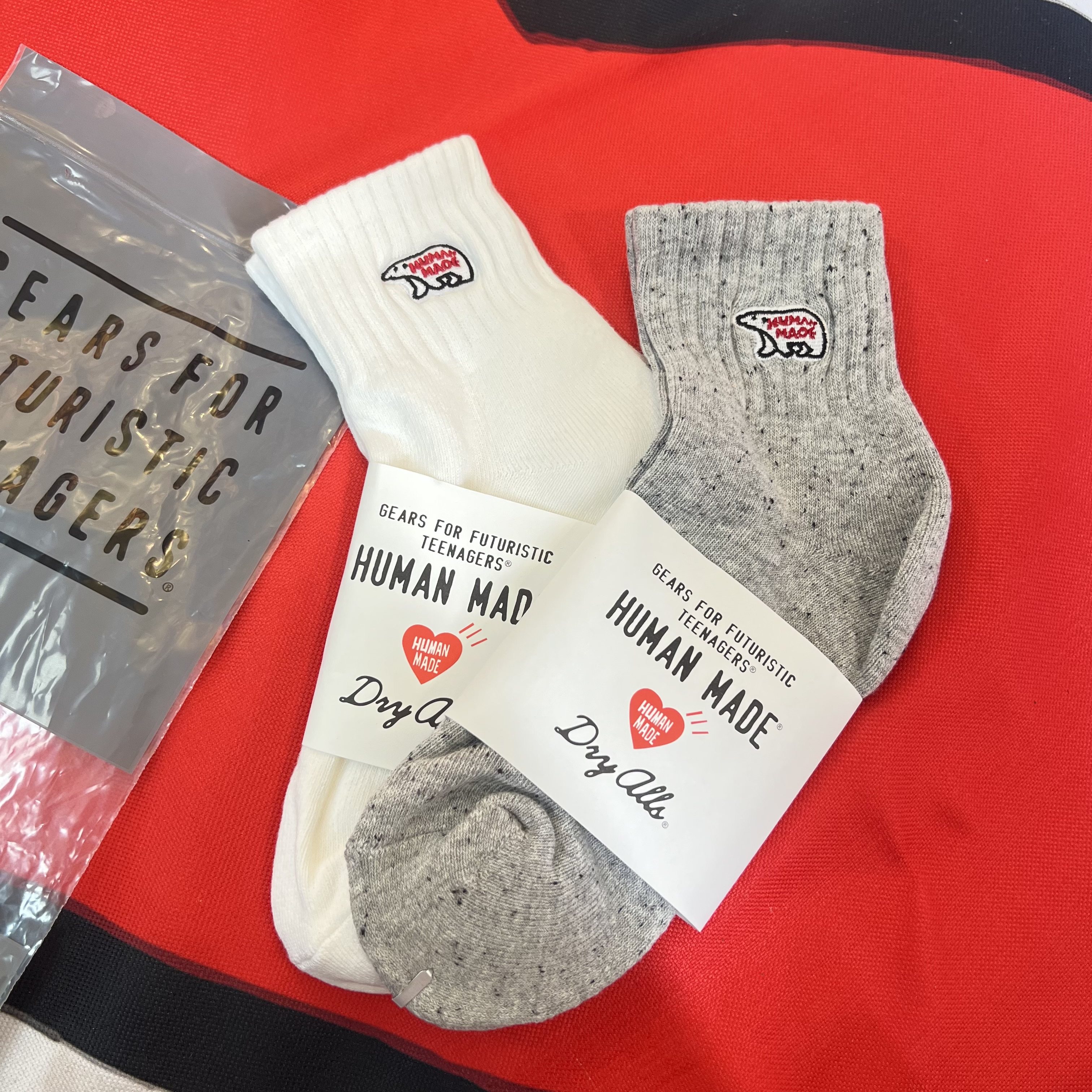 humanmade动物头中中筒长筒爱心刺绣北极熊鸭子运动袜