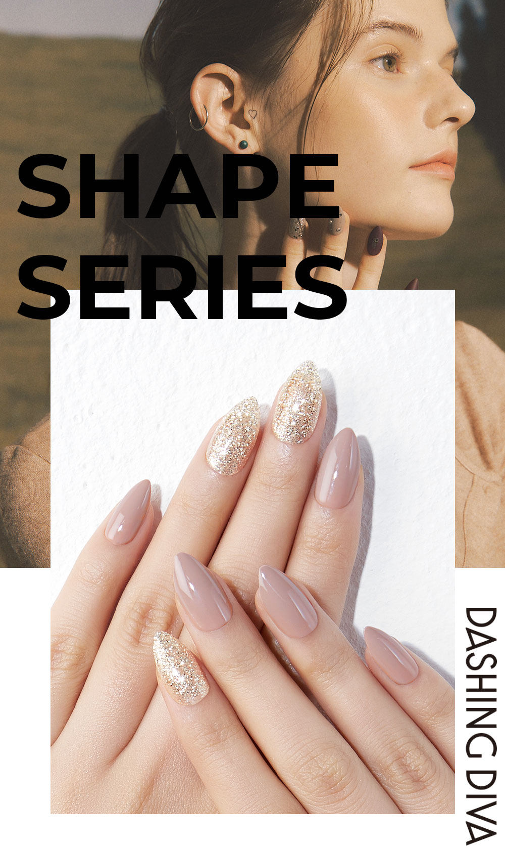 new纯色尖长款韩国dashingdiva黛丝堤华成品穿戴美甲指甲美甲工具