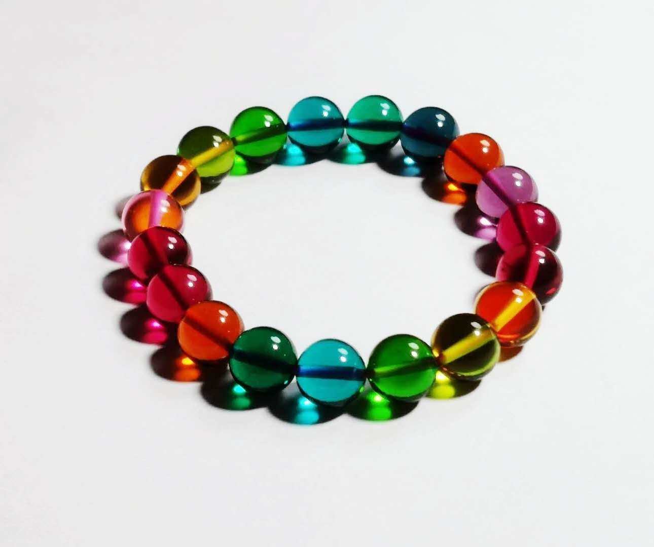 糖果碧玺优化碧玺全净体七彩色水晶手串彩虹款手链女 奥地利水晶