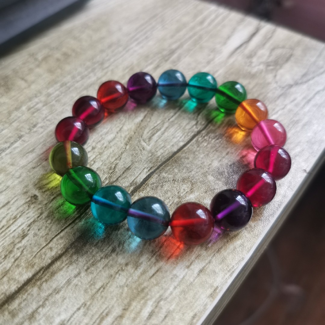 糖果优化碧玺全净七彩彩色水晶手串彩虹手链手链
