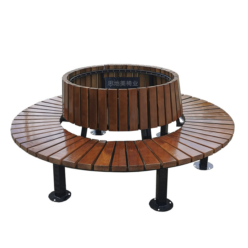 防腐木围树椅定做圆形室外庭院凳子实木树围公园椅